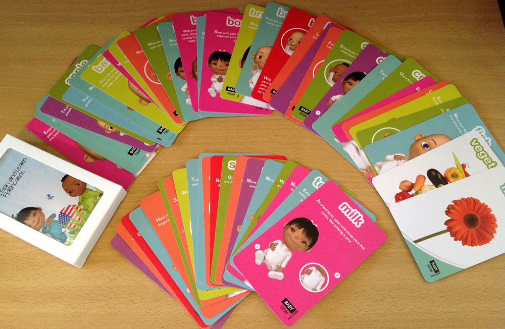 Babies first Sign Language flash cards all rounded corners 10cm x 5cm 